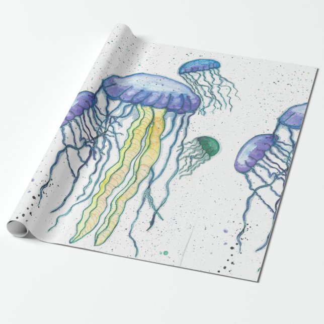 Aquarell-Qualle-Packpapier Geschenkpapier (Ungerollt)