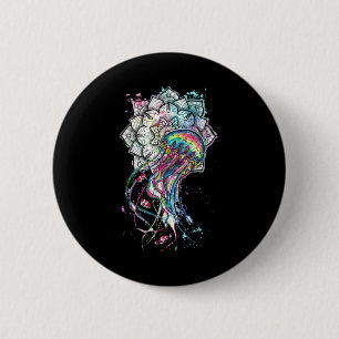 Aquarell Quallen Chakra Meer Tier Yoga Boho A Button