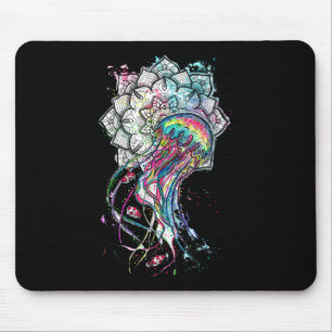 Aquarell Quallen Chakra Meer Tier Yoga Boho Mousepad