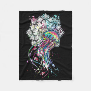 Aquarell Quallen Chakra Meerestiere Yoga Boho A Fleecedecke