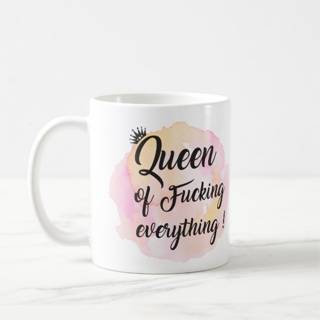 Aquarell Queen of f*cking alles ! Kaffeetasse (Links)