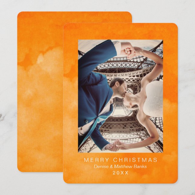 Aquarell-Quetzal-grobe orange Weihnachtskarte Einladung (Vorne/Hinten)