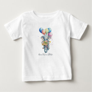 Aquarell-Radfahr-Elefant-Baby-T-Shirt Baby T-shirt