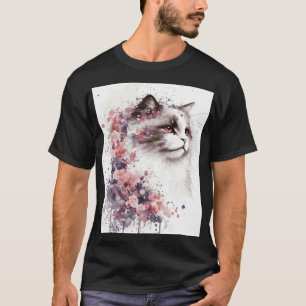 Aquarell-Ragdoll-Katze Japanische Kirschblüte Sak T-Shirt