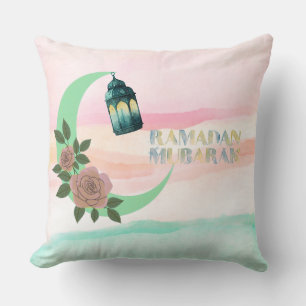Aquarell-Ramadan-Design   Laterne, Halbmond Kissen