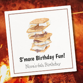 Aquarell Realistic S'mores 6. Geburtstag Serviette