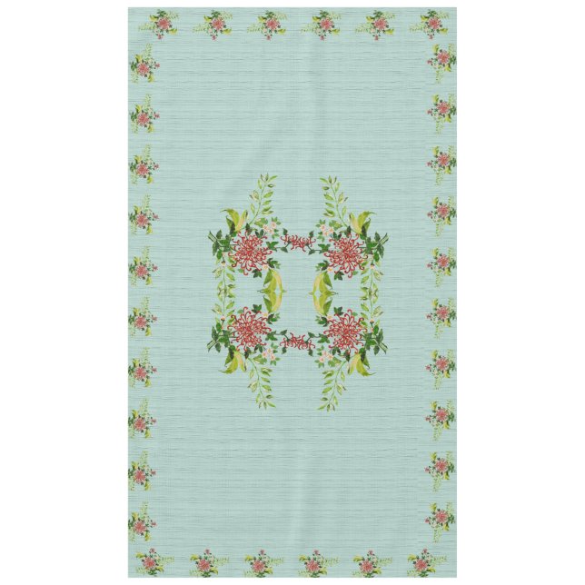 Aquarell Red Gerbera Daisy w/Greenery 60" x 104 Tischdecke (Vorderseite)