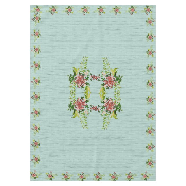 Aquarell Red Gerbera Daisy w/Greenery 60" x 84" Tischdecke (Vorderseite)