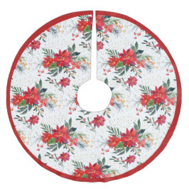 Aquarell Red Poinsettia Bouquet Weihnachten Polyester Weihnachtsbaumdecke