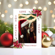 Aquarell Red Poinsettia JOY PEACE LIEBE | FOTO