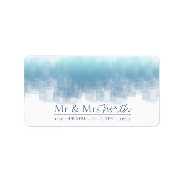 Aquarell Reflections Mr & Mrs Dusty Blue ID774 Adressaufkleber (Vorne)