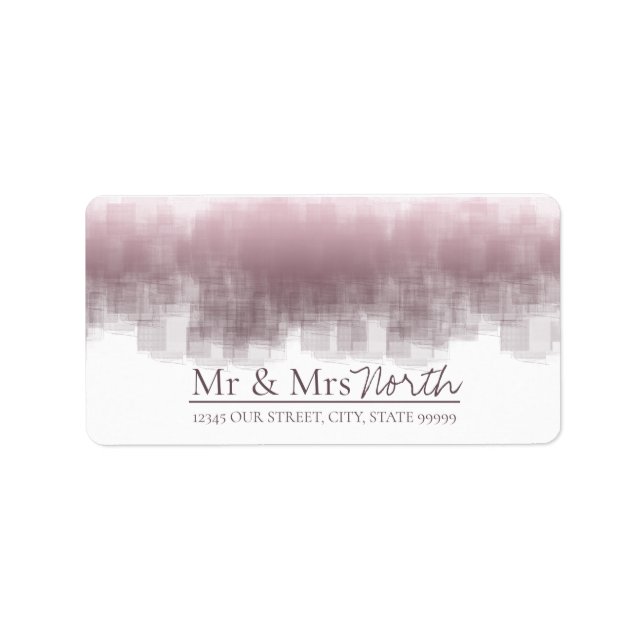 Aquarell Reflections Mr & Mrs Mauve ID774 Adressaufkleber (Vorne)