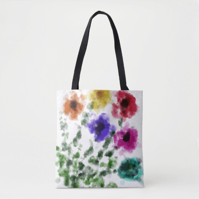 Aquarell-Regenbogen-Blumen-Schulter-Tasche (Vorderseite)