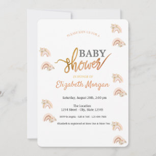 Aquarell-Regenbogen-Boho-Blumen-Baby-Party Einladung