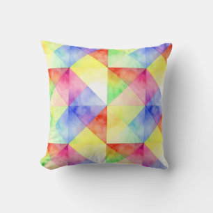 Aquarell-Regenbogen-Diamant-Quilt-Muster Kissen