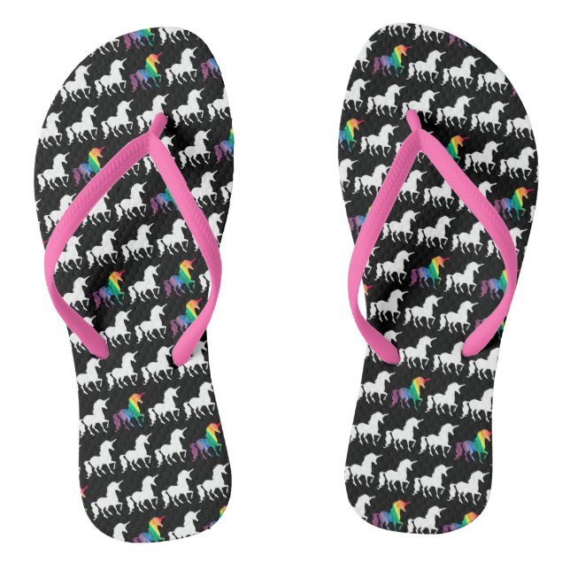 Aquarell-Regenbogen-Einhorn-Muster-modisches Flip Flops (Fußbett)
