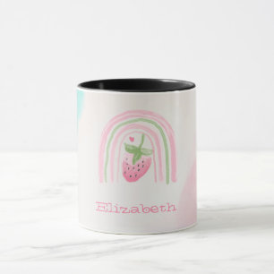 Aquarell Regenbogen Erdbeere Tasse
