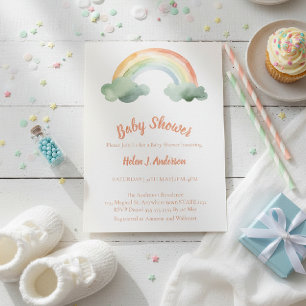 Aquarell-Regenbogen-Geschlechtsneutrale Babyparty Einladung