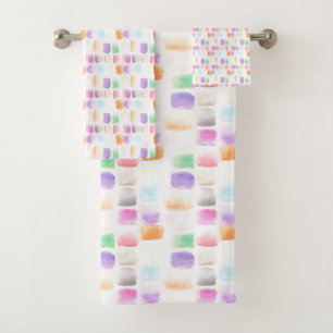 Aquarell-Regenbogen handgemalte Pinselstriche Badhandtuch Set