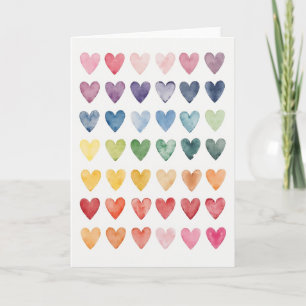 Aquarell-Regenbogen-Herzen-Karte Karte