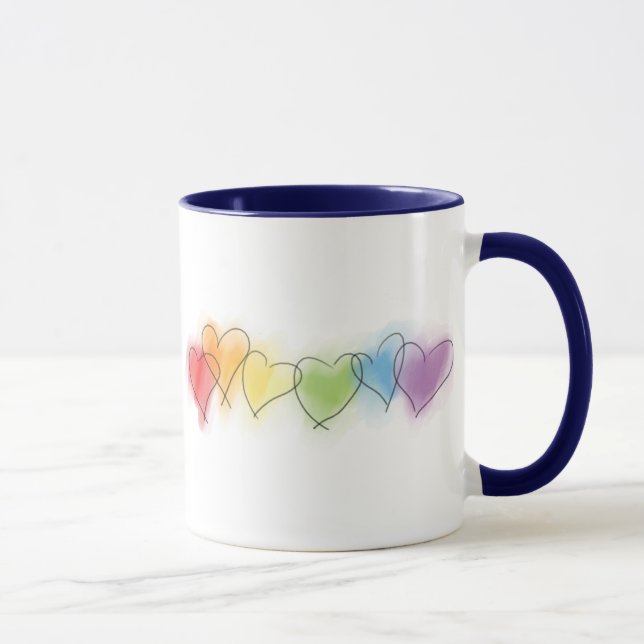 Aquarell-Regenbogen-Herzen Tasse (Rechts)
