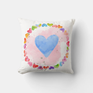 Aquarell-Regenbogen-Herzkissen Kissen