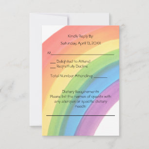 Aquarell-Regenbogen-Hochzeits-Antwortkarte RSVP Karte