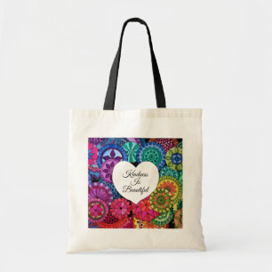 Aquarell-Regenbogen-Mandala mit Herzen Tragetasche