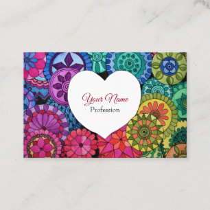 Aquarell-Regenbogen-Mandala mit Herzen Visitenkarte