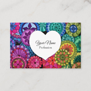 Aquarell-Regenbogen-Mandala mit Herzen Visitenkarte