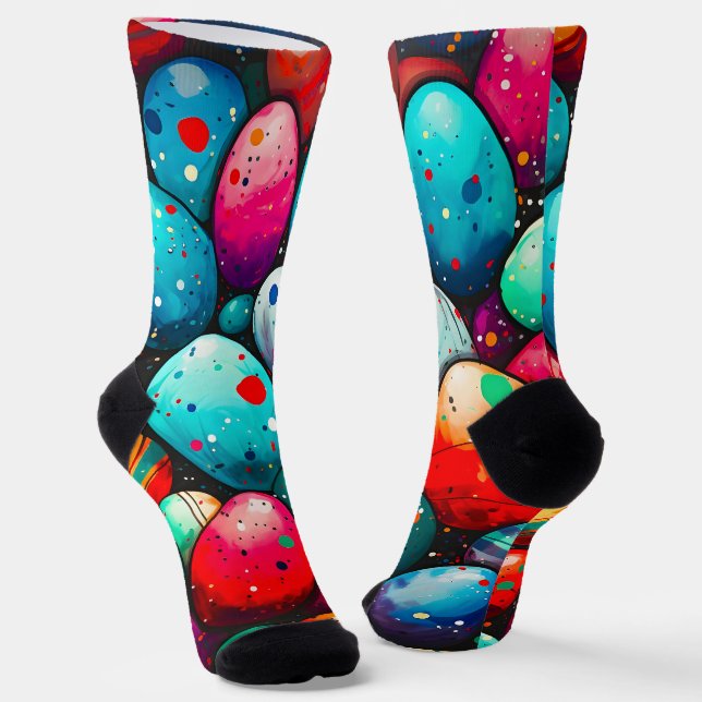 Aquarell-Regenbogen-Oster-Eier Socken (Gewinkelt)