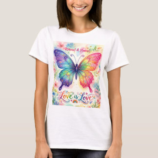 Aquarell Regenbogen Schmetterling "Liebe ist Liebe T-Shirt