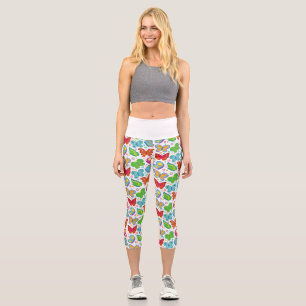 Aquarell-Regenbogen-Schmetterlinge High Waist Capr Capri Leggings