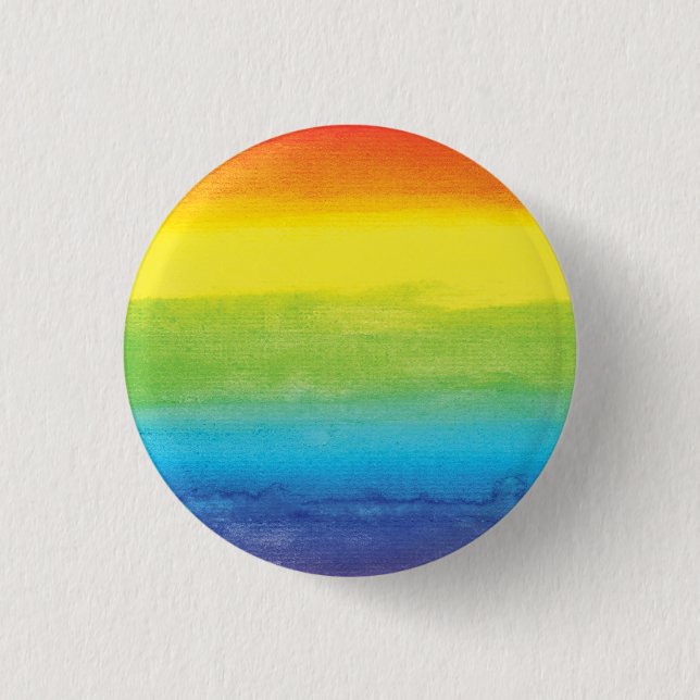 Aquarell-Regenbogen-Stolz Hellig Lebendig Button (Vorderseite)