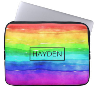 Aquarell Regenbogen Streifen Personalisiert Laptopschutzhülle