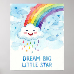 Aquarell-Regenbogen-Wolke-Träume groß Kinder Poster