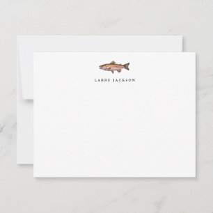 Aquarell Regenbogenforelle Fischen Flach Mitteilungskarte