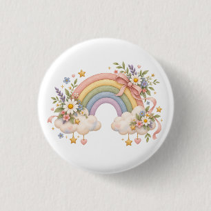 Aquarell-Regenbogengeschenk – Charmante Wolke Button