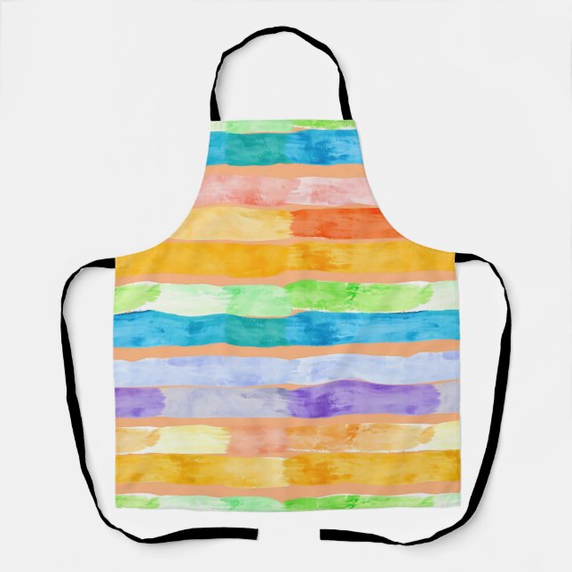 Aquarell-Regenbogenstreifen abstrakt Schürze (Vorderseite)