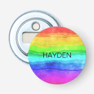 Aquarell-Regenbogenstreifen personalisiert Flaschenöffner