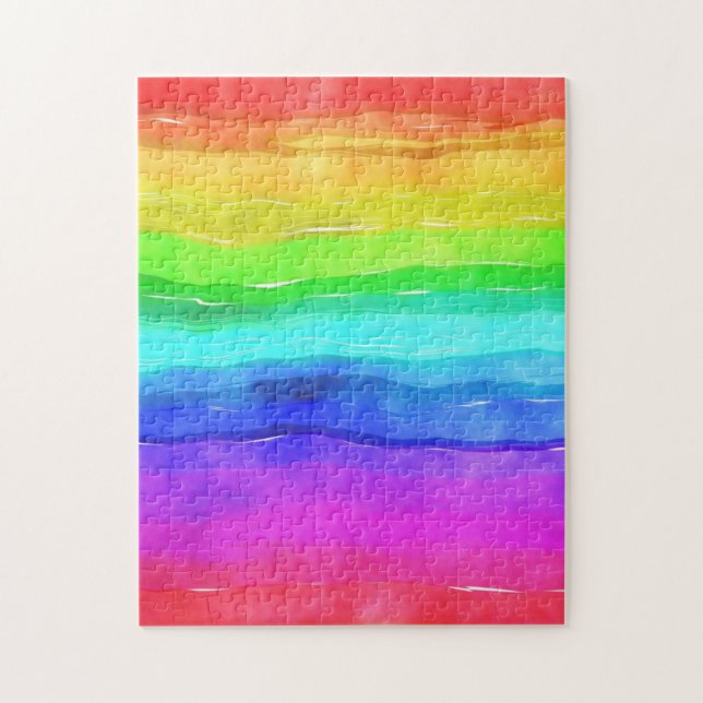Aquarell-Regenbogenstreifen Puzzle (Vertikal)