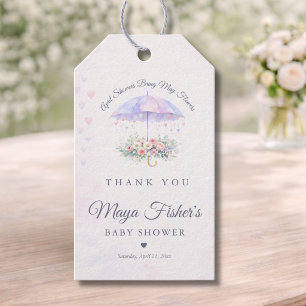 Aquarell-Regenschirm-Baby-Shower-Dankeschön-Gesche Geschenkanhänger