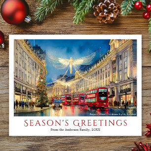 Aquarell Regent Street Weihnachtsbeleuchtung Londo Feiertagspostkarte