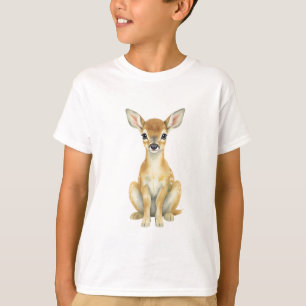 Aquarell Reh Kitze Sitzender Wald Freund Kinder T-Shirt