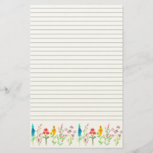 Aquarell-Reihe Wildblumen Liniiertes Briefeschreib Briefpapier