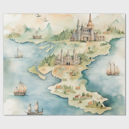 Aquarell-Reisekarte Geschenkpapier