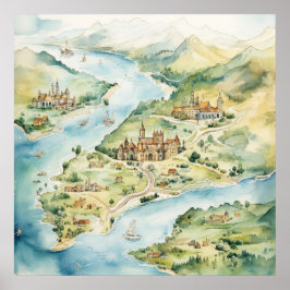 Aquarell-Reisekarte Poster