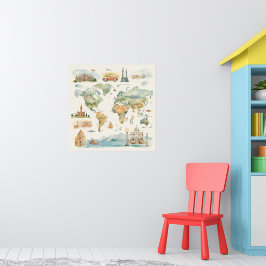 Aquarell-Reisekarte Poster