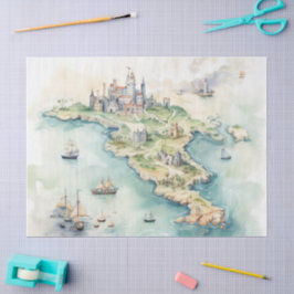 Aquarell-Reisekarte Seidenpapier