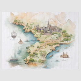 Aquarell-Reisekarte Seidenpapier